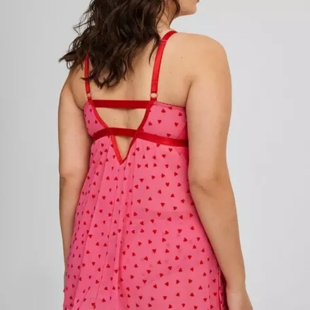 NWT 4X French Hearts 3 Piece Cup Babydoll~Sangria sunset❣️ - Picture 4 of 9